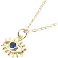 Harfi Women's Mini Evil Eye Dark Blue Gold Plated Charm Necklace | Size: 18 inches