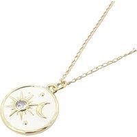 Harfi Women's White Enamel Celestial Sun Moon Round Charm Necklace in Gold | Size: 18 inches