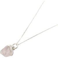 Harfi Women's Raw Rose Quartz October Birthstone Sterling Silver Necklace | Size: 18 inches
