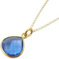 Harfi Women's Blue Topaz December Birthstone Charm Gold Vermeil Necklace | Size: 18 inches