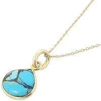 Harfi Women's 18ct Gold Vermeil Plated Tibetan Turquoise December Birthstone Charm Necklace | Size: 18 inches