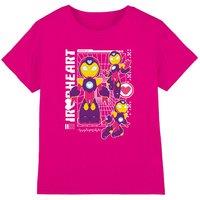 Marvel Girl's Iron Man & His Awesome Friends Iron Heart Schematic T-Shirt in Pink | Size: 5-6 Years