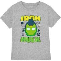 Marvel Boy's Iron Man & His Awesome Friends Iron Hulk T-Shirt in Grey | Size: 7-8 Years