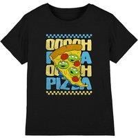 Disney Boy's Toy Story Aliens Ooooh Pizza Kids T-Shirt in Black | Size: 7-8 Years