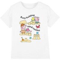 Hasbro Peppa Pig George Pig Sandcastles Kids T-Shirt, White | Size: 7-8 Years