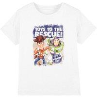 Disney Boy's Toy Story Woody & Buzz To The Rescue Kids T-Shirt in White | Size: 3-4 Years