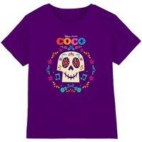 Disney Girl's Coco Flower Skull Kids T-Shirt in Purple | Size: 5-6 Years