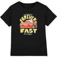 Disney Boy's Cars Lightning Mcqueen Forever Fast Kids T-Shirt in Black | Size: 9-11 Years