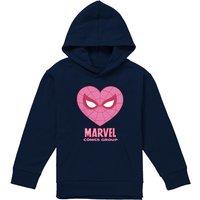 Marvel Comics Spiderman Heart Youth Kids Pull-Over Hoodie, Navy | Size: 9-11 Years