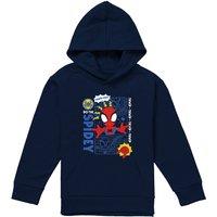 Marvel Spidey & His Amazing Friends Spidey Comic Youth Kids Pull-Over Hoodie, Navy | Size: 5-6 Years