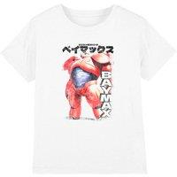 Disney Boy's Big Hero 6 Baymax Poster Kids T-Shirt in White | Size: 7-8 Years