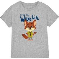 Disney Boy's Zootopia Nick Wilde Life Fox Kids T-Shirt in Grey | Size: 5-6 Years