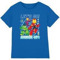 Marvel Boy's Iron Man & His Awesome Friends Armor Up T-Shirt in Blue | Size: 3-4 Years