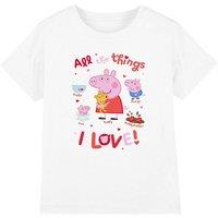 Hasbro Peppa Pig All The Things I Love Kids T-Shirt, White | Size: 3-4 Years