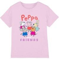 Hasbro Peppa Pig Friends Outline Kids T-Shirt, Pink | Size: 3-4 Years