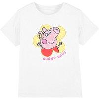 Hasbro Peppa Pig Sunny Days Flower Kids T-Shirt, White | Size: 7-8 Years