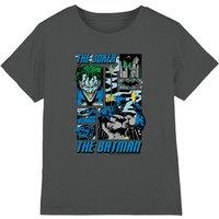 DC Comics Batman & Joker Comic Kids T-Shirt, Charcoal in Grey | Size: 9-11 Years