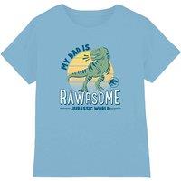 Jurassic World Trex Rawrsome Dad Kids T-Shirt, Light Blue | Size: 7-8 Years