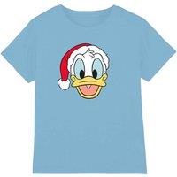 Disney Donald Duck Santa Hat Kids T-Shirt, Light Blue | Size: 3-4 Years
