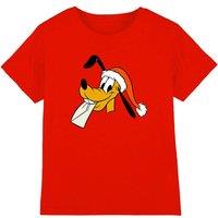 Disney Pluto Santa Hat Kids T-Shirt, Red | Size: 7-8 Years