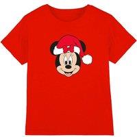 Disney Minnie Mouse Santa Hat Kids T-Shirt, Red | Size: 5-6 Years