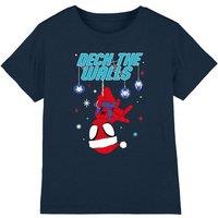 Spider-Man Spiderman & His Amazing Friends Deck The Walls Kids T-Shirt, Navy | Size: 3-4 Years