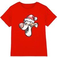 Winnie The Pooh Tigger Santa Hat Kids T-Shirt, Red | Size: 3-4 Years
