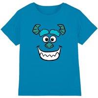 Disney Monsters Inc Sully Face Kids T-Shirt, Turquoise in Blue | Size: 7-8 Years