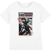 Stranger Things Newspaper Demogorgon Sighting Kids T-Shirt, White | Size: 12-13 Years