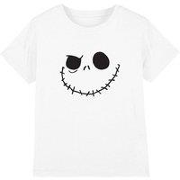 Disney Nightmare Before Christmas Jack Skellington Smile Face Kids T-Shirt, White | Size: 7-8 Years