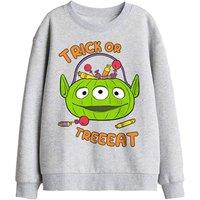 Disney Toy Story Green Alien Trick Or Treat Pumpkin Kids Sweatshirt, Athletic Heather in Grey | Size: 7-8 Years