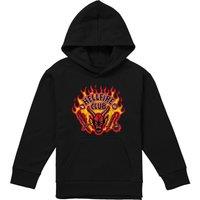 Stranger Things Hellfire Flames Youth Kids Boy/Girls Pull-Over Hoodie, Black | Size: 5-6 Years