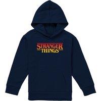 Stranger Things Sunset Pixel Logo Youth Kids Boy/Girls Pull-Over Hoodie, Navy | Size: 9-11 Years