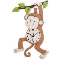 Teamson Kids Kids Monkey Wall Clock Animal Themed Sunny Safari By Fantasy Fields in Brown