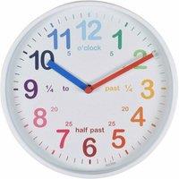 Acctim Wickford Kids Teaching Wall Clock Quartz Rainbow Dial Quarter Markers 20cm in White