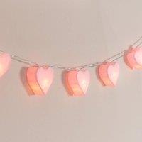 ValueLights Set of 10 Kids Battery Powered Fairy String Lights with Hearts in Light Pink