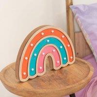 ValueLights Kids Battery Powered Wooden Rainbow Wall or Table Lamp