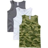 Just Essentials Boy's 3 Pack Vest Tops in Khaki | Size: 2-3 Years