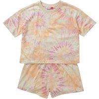 Cozy n Dozy Girl's Tie Dye Shortie Pyjama Set in Lemon | Size: 11-12 Years