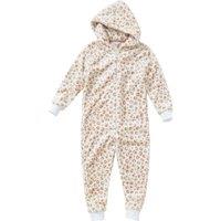 Animal Crazy Girl's Leopard Fleece Onesie in Beige | Size: 3-4 Years