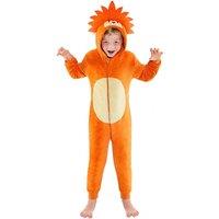 Animal Crazy Lion Fleece Onesie in Burnt Orange | Size: 5-6 Years