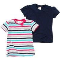 Just Essentials Girl's 2 Pack Short Sleeve T-shirts in Navy | Size: 2-3 Years
