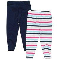 Just Essentials Girl's 2 Pack Plain Printed Stretch Leggings in Navy | Size: 3-4 Years