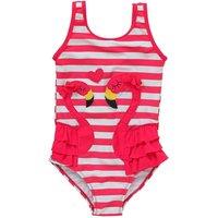 H2O Girl's Flamingo Frill Striped Swimsuit in Bright Pink | Size: 3-4 Years