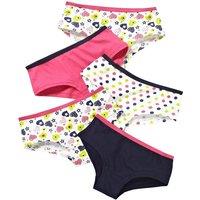 Just Essentials Girl's 5 Pack Printed Hipster Briefs in Yellow | Size: 13 Years