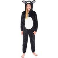 Animal Crazy French Bulldog Fleece Onesie in Jet Black | Size: 5-6 Years