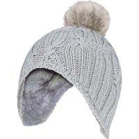 Heat Holders Girl's Cable Knitted Beanie Hat with Pom Pom Bobble for Winter in Grey | Size: 3-6 Years