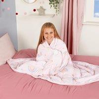 OHS Weighted Blanket Kids Unicorn Sleep Therapy Sensory Anxiety Teddy Fleece Throw in Light Pink
