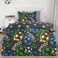 OHS Football Duvet Cover Quilt Bedding Set Pillowcase Reversible Kids in Black | Size: Single