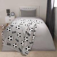 OHS Kids Sherpa Throw Over Bed Blanket Football Sofa Chair Plush Warm Soft Fleece in Light Grey